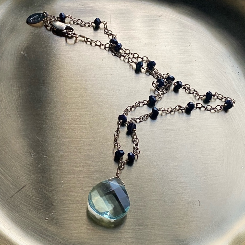 Gara Danielle faceted blue Topaz necklace